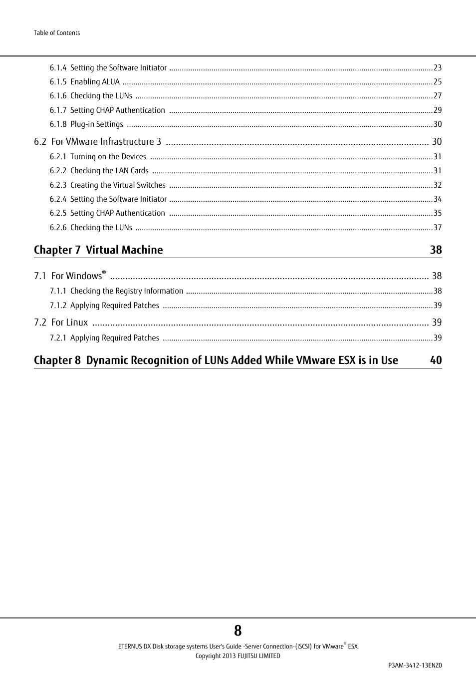 Chapter 7 virtual machine 38 | FUJITSU Eturneus Disk Storage System (ISCSI) for VMware ESX User Manual | Page 8 / 42