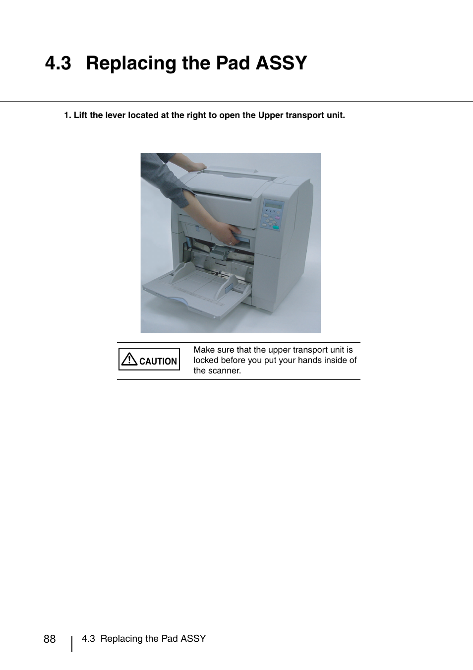 3 replacing the pad assy, Replacing the pad assy | FUJITSU IMAGE SCANNER FI-486PRRE User Manual | Page 111 / 286