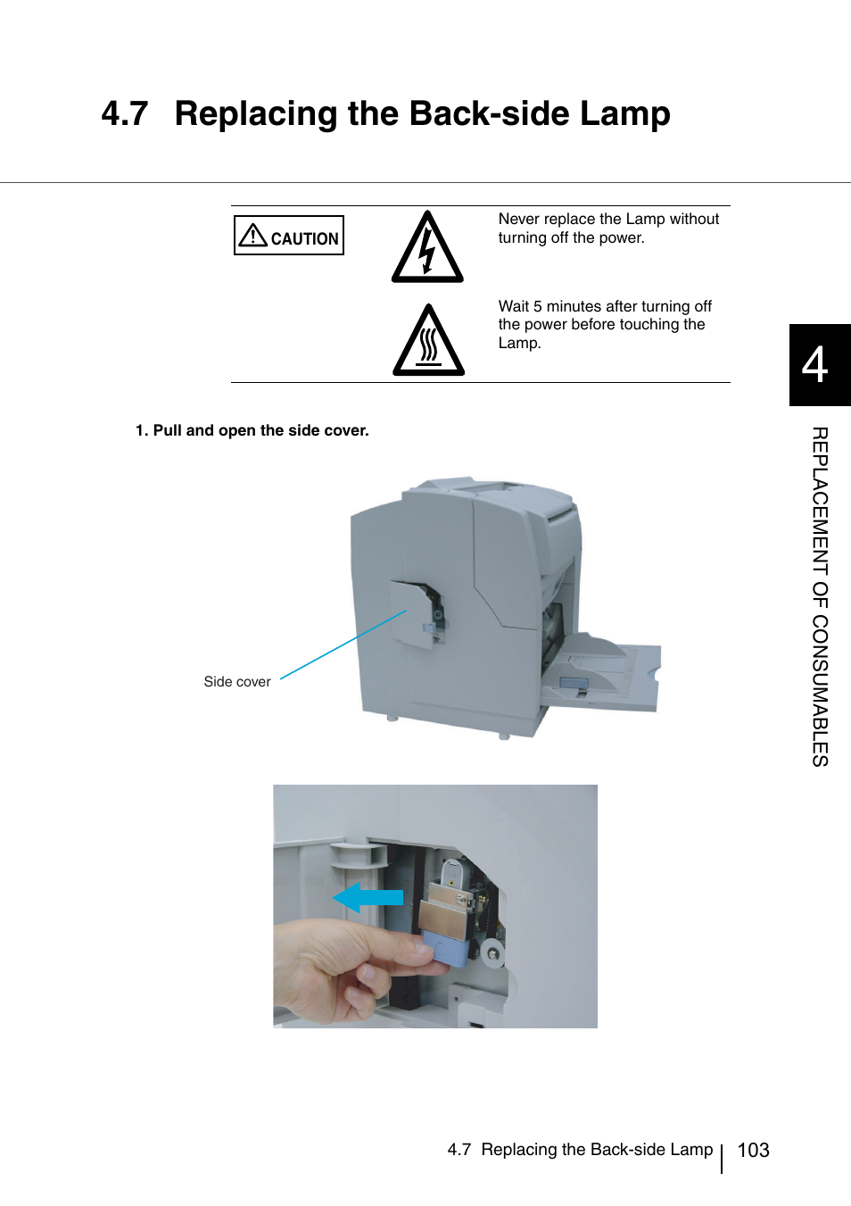 7 replacing the back-side lamp, Replacing the back-side lamp | FUJITSU IMAGE SCANNER FI-486PRRE User Manual | Page 126 / 286