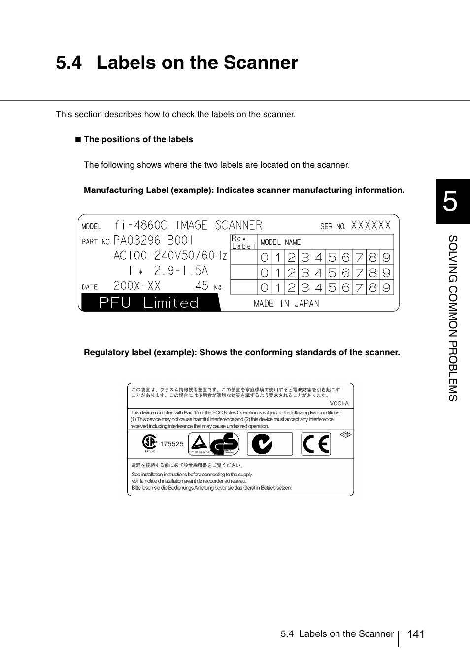 Labels on the scanner, 4 labels on the scanner | FUJITSU IMAGE SCANNER FI-486PRRE User Manual | Page 164 / 286