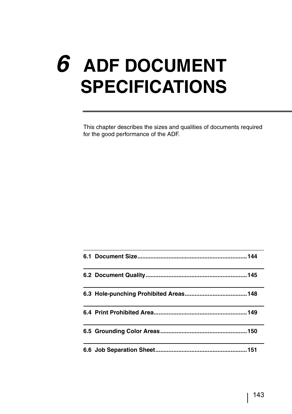 6 adf document specifications, Adf document specifications | FUJITSU IMAGE SCANNER FI-486PRRE User Manual | Page 166 / 286