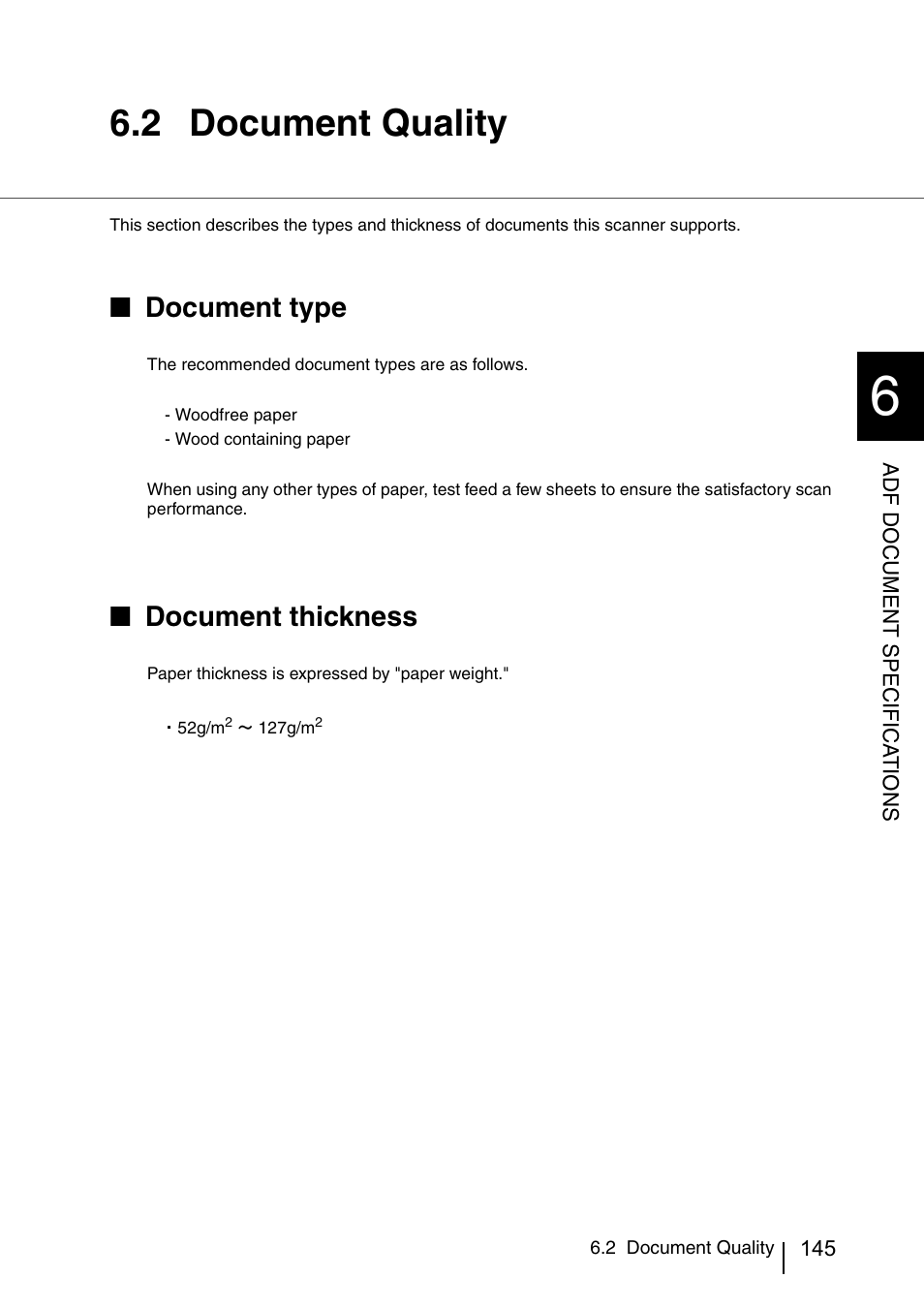 2 document quality, Document quality, Document type | Document thickness | FUJITSU IMAGE SCANNER FI-486PRRE User Manual | Page 168 / 286