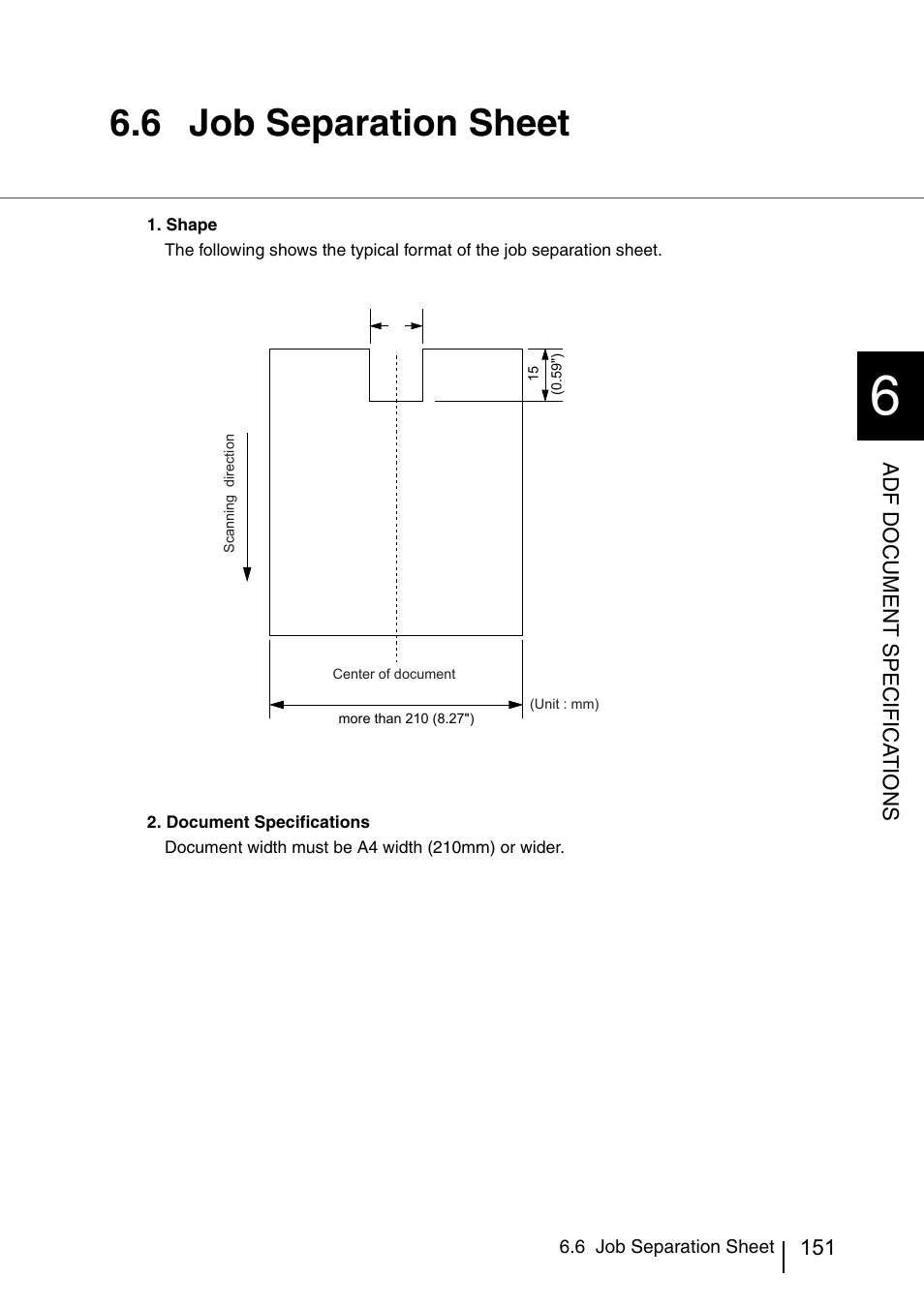 6 job separation sheet, Job separation sheet | FUJITSU IMAGE SCANNER FI-486PRRE User Manual | Page 174 / 286