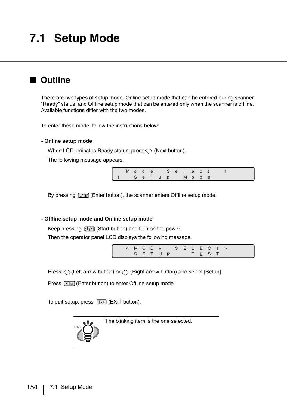 1 setup mode, Outline | FUJITSU IMAGE SCANNER FI-486PRRE User Manual | Page 177 / 286