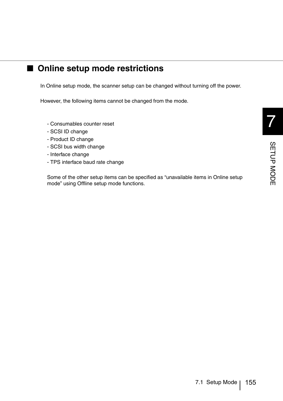 Online setup mode restrictions | FUJITSU IMAGE SCANNER FI-486PRRE User Manual | Page 178 / 286