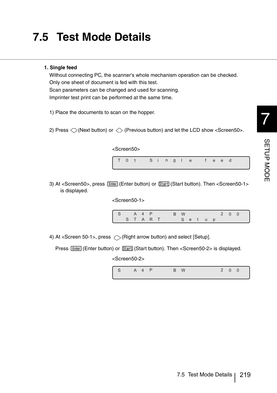 5 test mode details, Setup mode | FUJITSU IMAGE SCANNER FI-486PRRE User Manual | Page 242 / 286