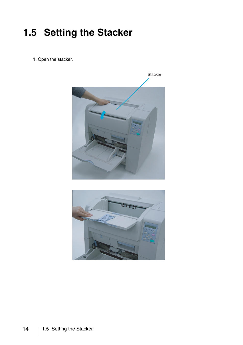 5 setting the stacker, Setting the stacker | FUJITSU IMAGE SCANNER FI-486PRRE User Manual | Page 37 / 286