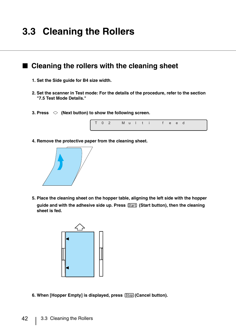3 cleaning the rollers, Cleaning the rollers, Cleaning the rollers with the cleaning sheet | FUJITSU IMAGE SCANNER FI-486PRRE User Manual | Page 67 / 286