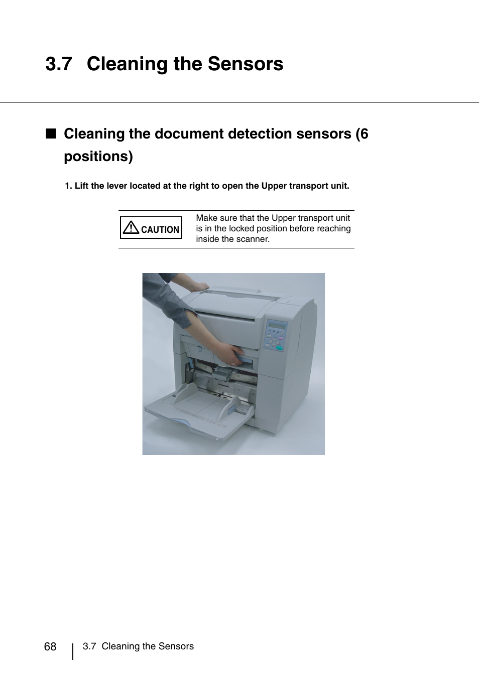 7 cleaning the sensors, Cleaning the sensors | FUJITSU IMAGE SCANNER FI-486PRRE User Manual | Page 93 / 286
