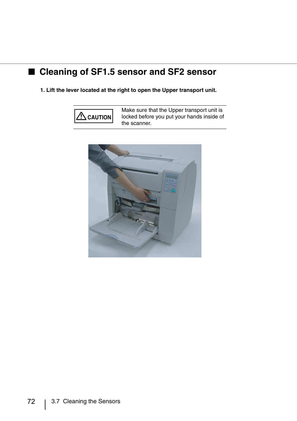 Cleaning of sf1.5 sensor and sf2 sensor | FUJITSU IMAGE SCANNER FI-486PRRE User Manual | Page 97 / 286