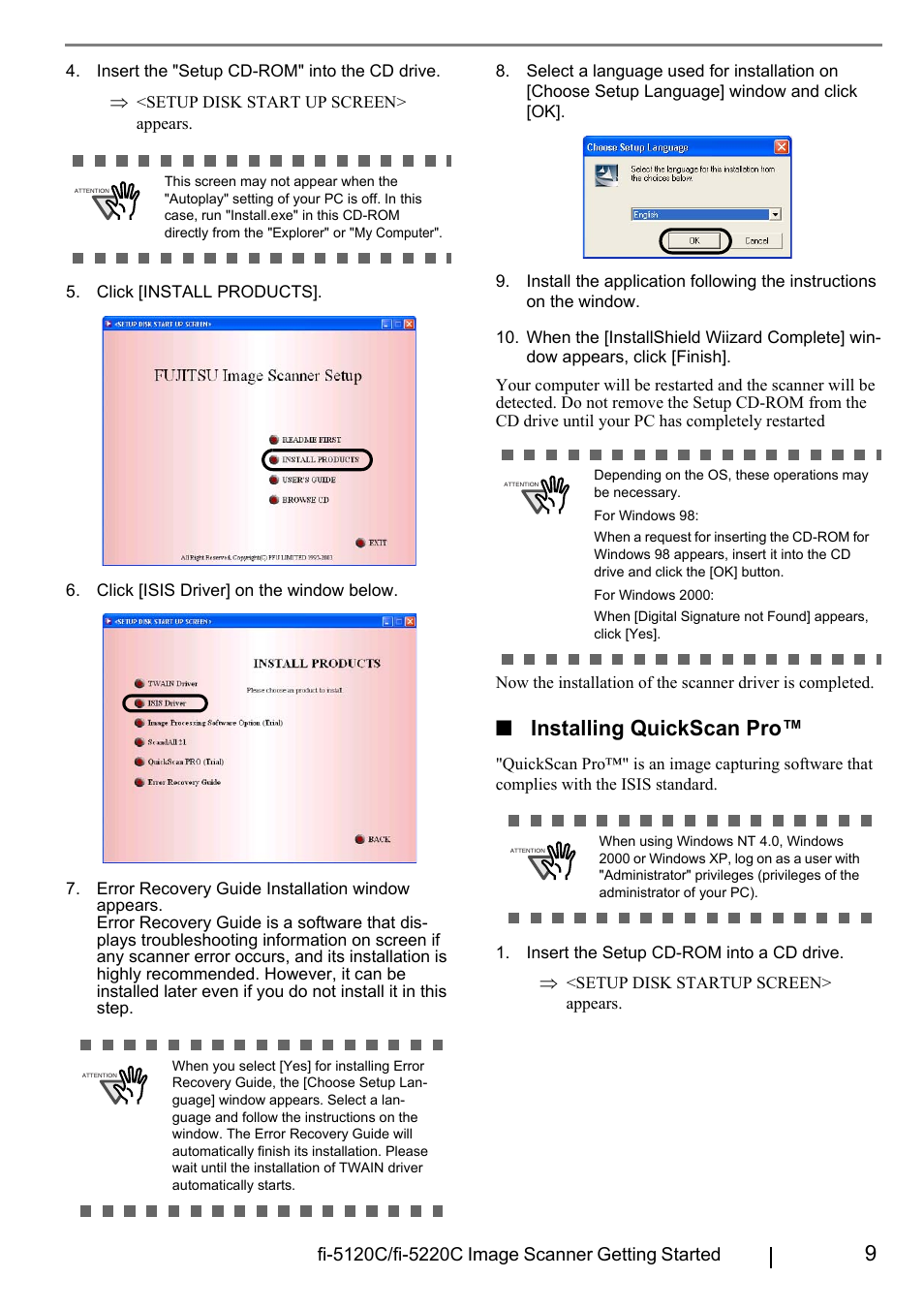 Installing quickscan pro | FUJITSU fi-5220C User Manual | Page 17 / 28