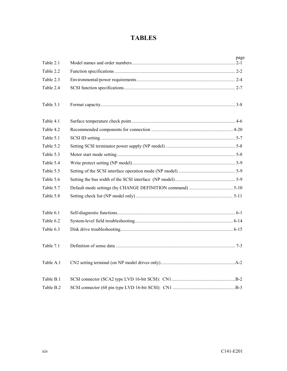 Tables | FUJITSU MAT3147NC/NP User Manual | Page 16 / 130