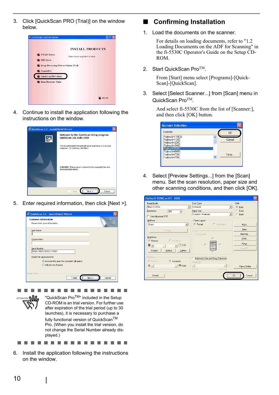 Confirming installation | FUJITSU fi-5530C User Manual | Page 18 / 28