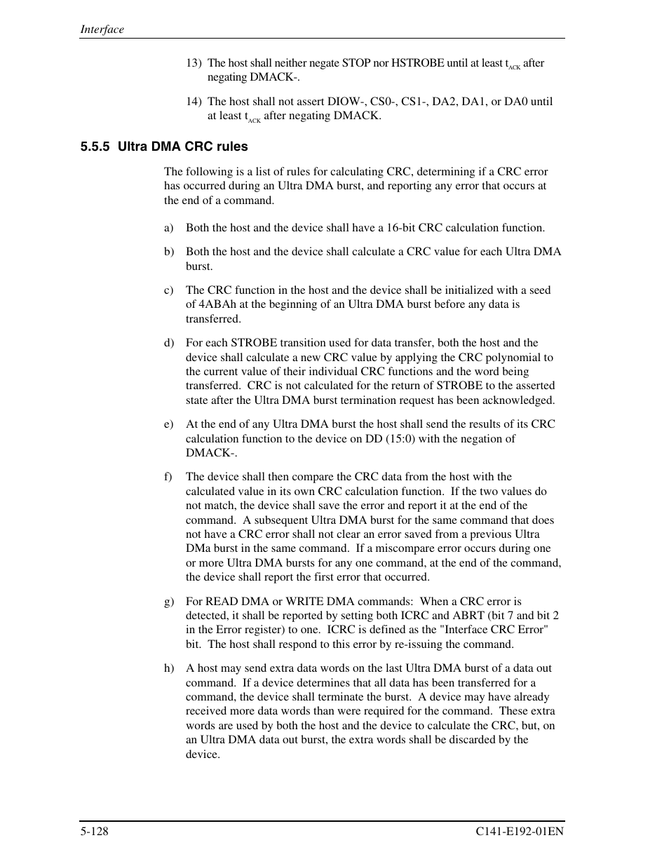 5 ultra dma crc rules | FUJITSU MHT2060AT User Manual | Page 202 / 256