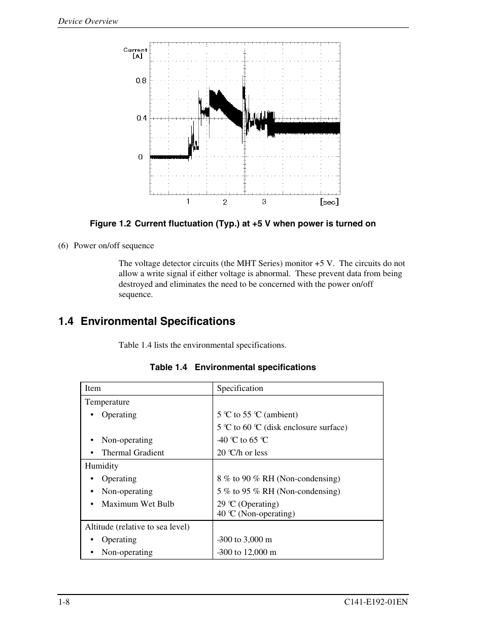 4 environmental specifications | FUJITSU MHT2060AT User Manual | Page 28 / 256