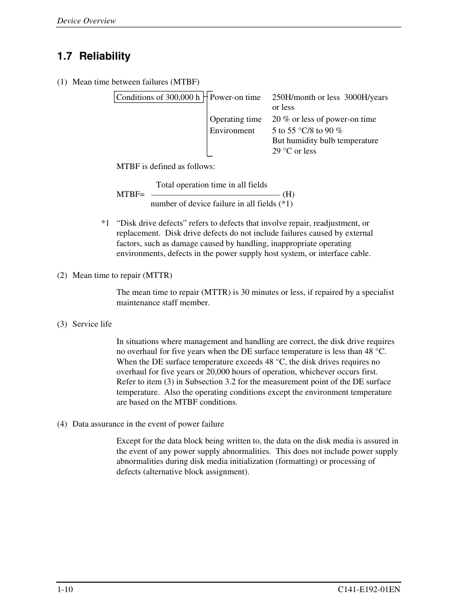7 reliability | FUJITSU MHT2060AT User Manual | Page 30 / 256