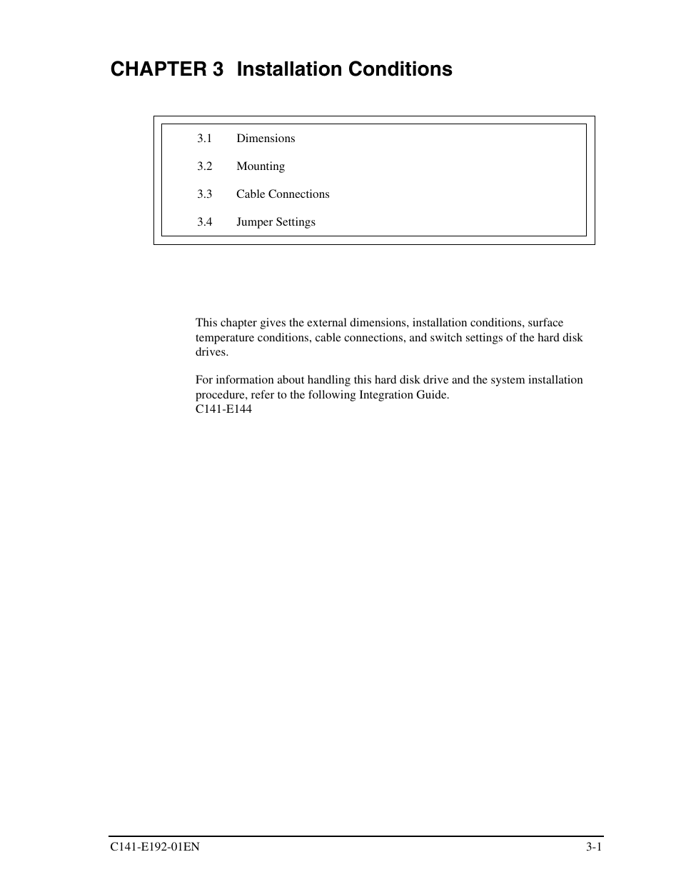 Chapter 3 installation conditions | FUJITSU MHT2060AT User Manual | Page 39 / 256
