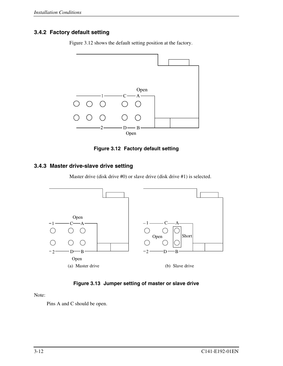 2 factory default setting, 3 master drive-slave drive setting | FUJITSU MHT2060AT User Manual | Page 50 / 256