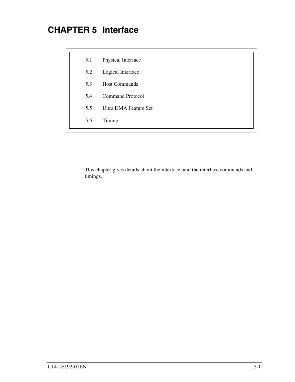 Chapter 5 interface | FUJITSU MHT2060AT User Manual | Page 75 / 256