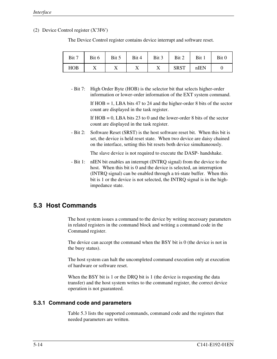 3 host commands, 1 command code and parameters | FUJITSU MHT2060AT User Manual | Page 88 / 256