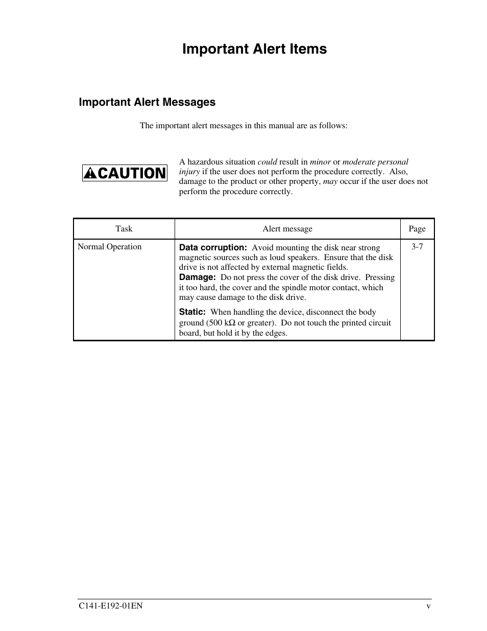 Important alert items | FUJITSU MHT2060AT User Manual | Page 9 / 256