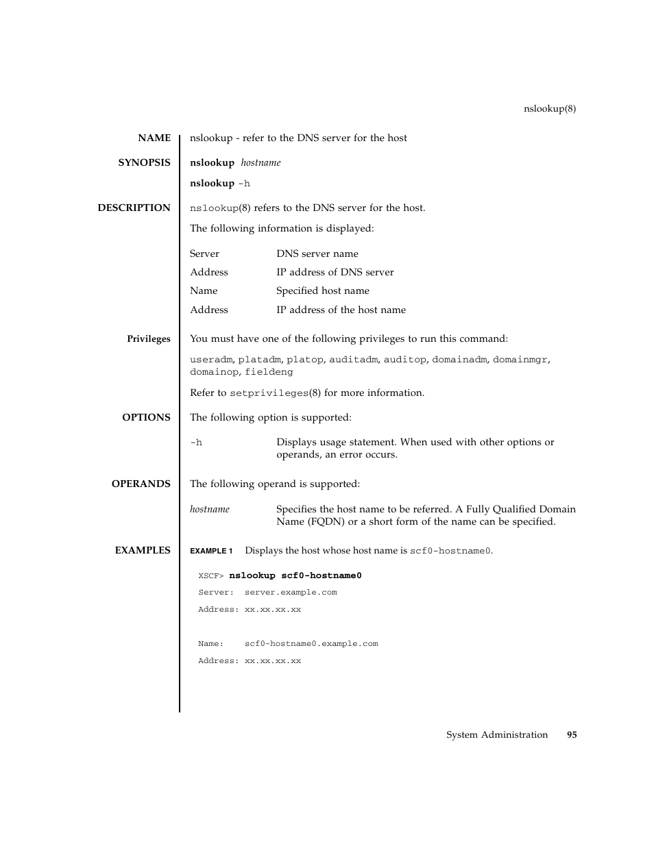 Nslookup | FUJITSU M8000 User Manual | Page 117 / 518