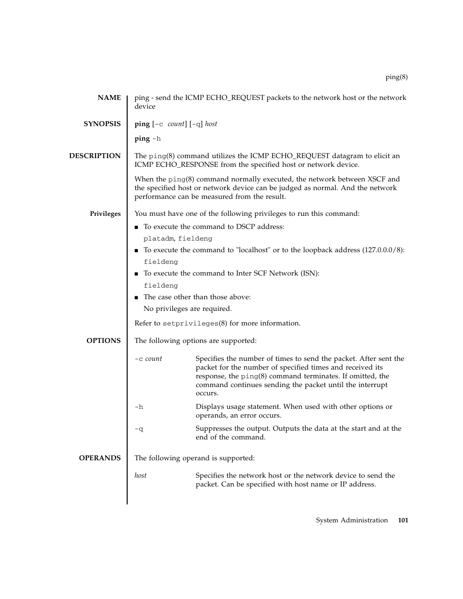 Ping | FUJITSU M8000 User Manual | Page 123 / 518