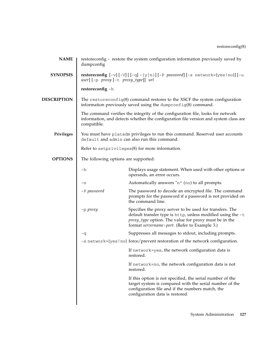 Restoreconfig | FUJITSU M8000 User Manual | Page 149 / 518