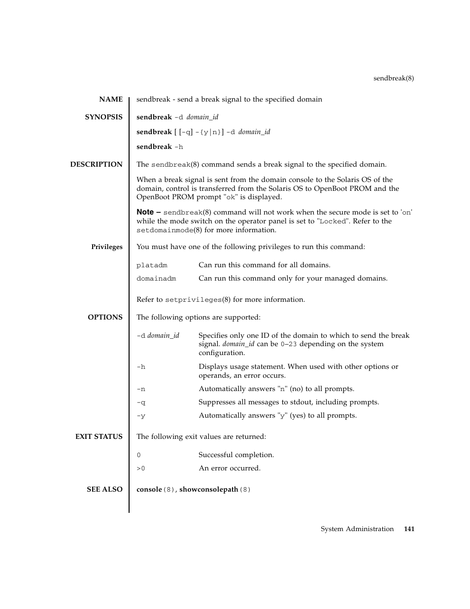 Sendbreak | FUJITSU M8000 User Manual | Page 163 / 518