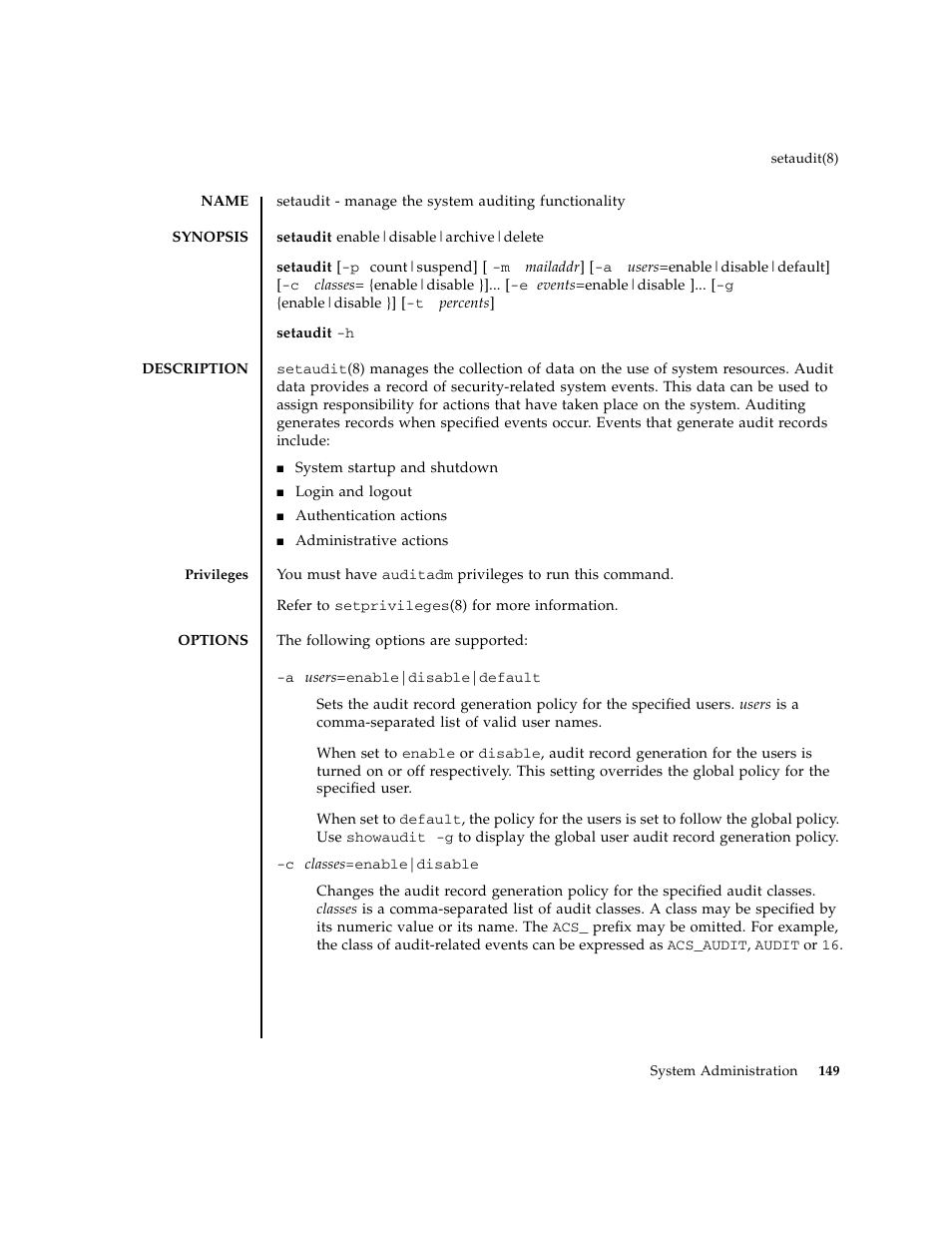Setaudit | FUJITSU M8000 User Manual | Page 171 / 518