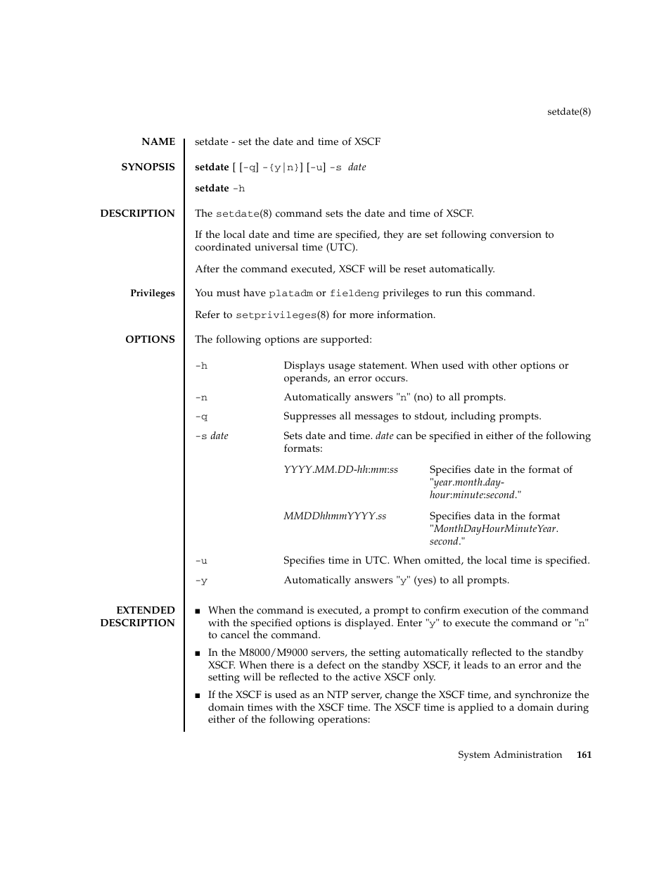 Setdate | FUJITSU M8000 User Manual | Page 183 / 518