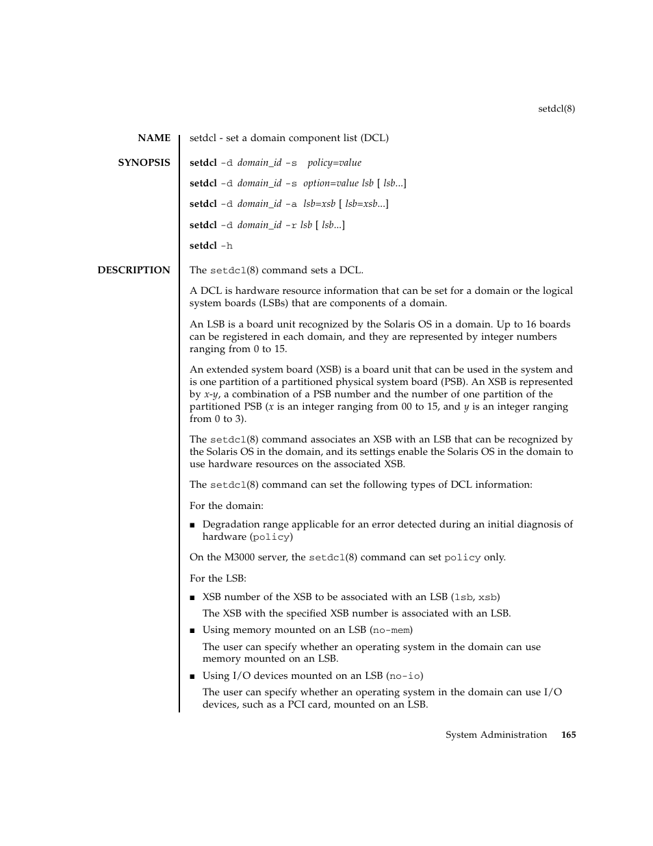 Setdcl | FUJITSU M8000 User Manual | Page 187 / 518