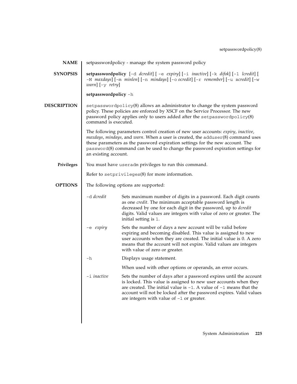 Setpasswordpolicy | FUJITSU M8000 User Manual | Page 247 / 518