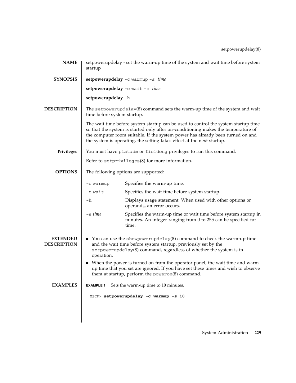 Setpowerupdelay | FUJITSU M8000 User Manual | Page 251 / 518