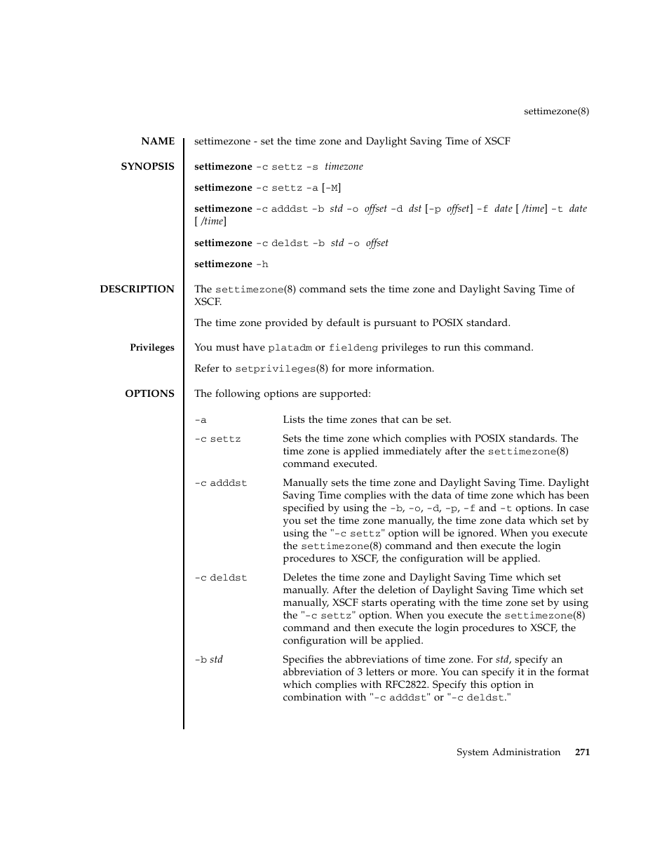 Settimezone | FUJITSU M8000 User Manual | Page 293 / 518