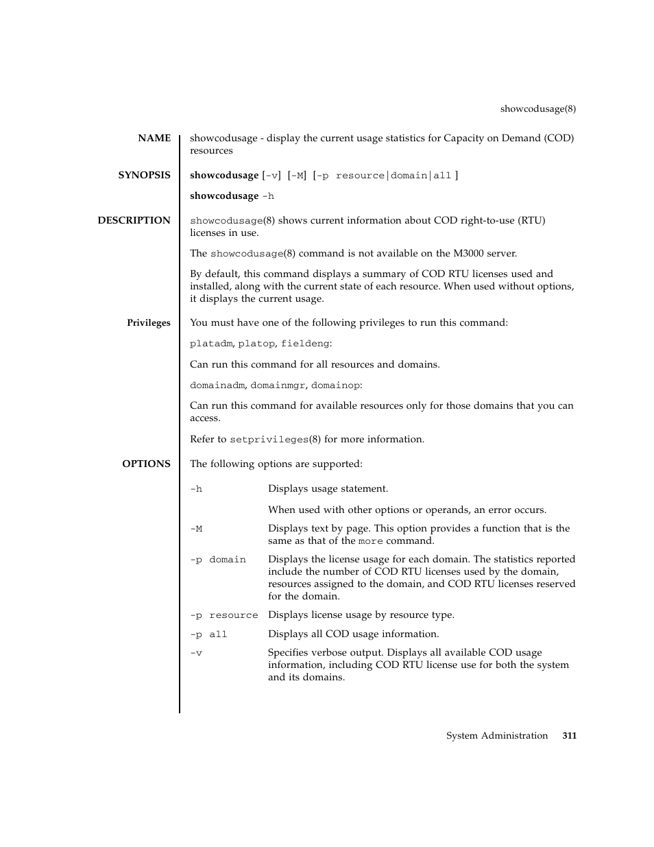 Showcodusage | FUJITSU M8000 User Manual | Page 333 / 518