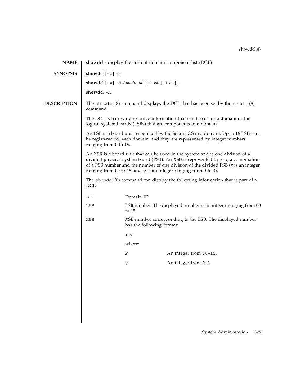 Showdcl | FUJITSU M8000 User Manual | Page 347 / 518