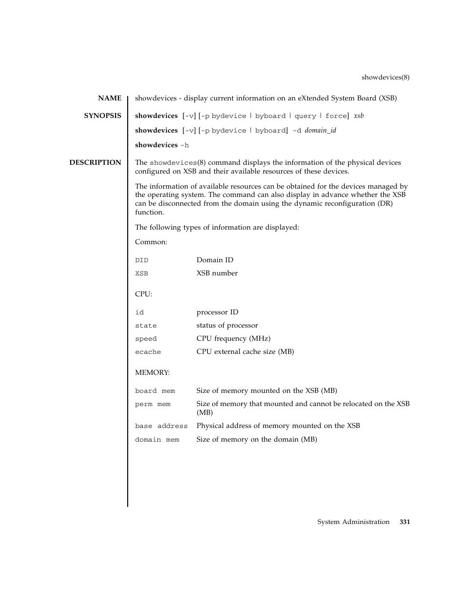 Showdevices | FUJITSU M8000 User Manual | Page 353 / 518