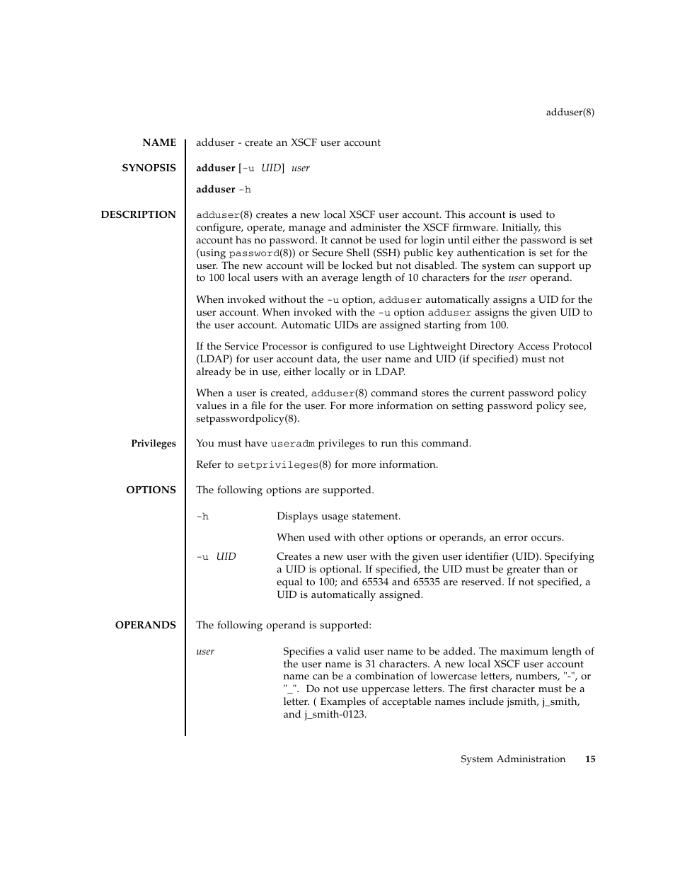 Adduser | FUJITSU M8000 User Manual | Page 37 / 518