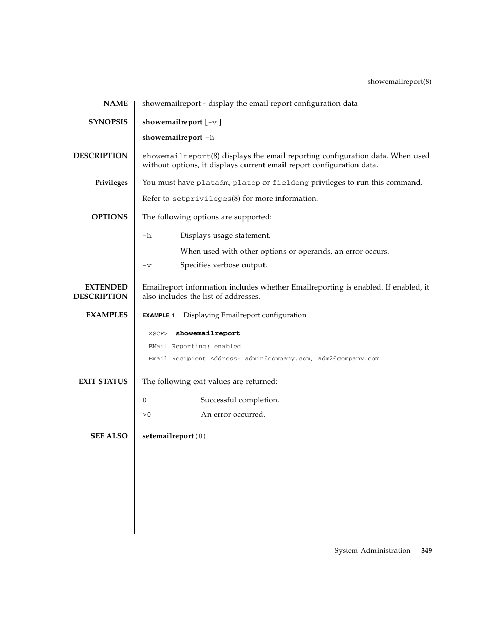 Showemailreport | FUJITSU M8000 User Manual | Page 371 / 518