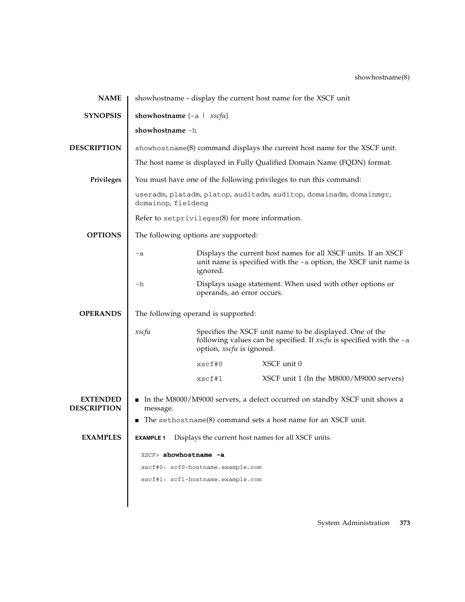 Showhostname | FUJITSU M8000 User Manual | Page 395 / 518
