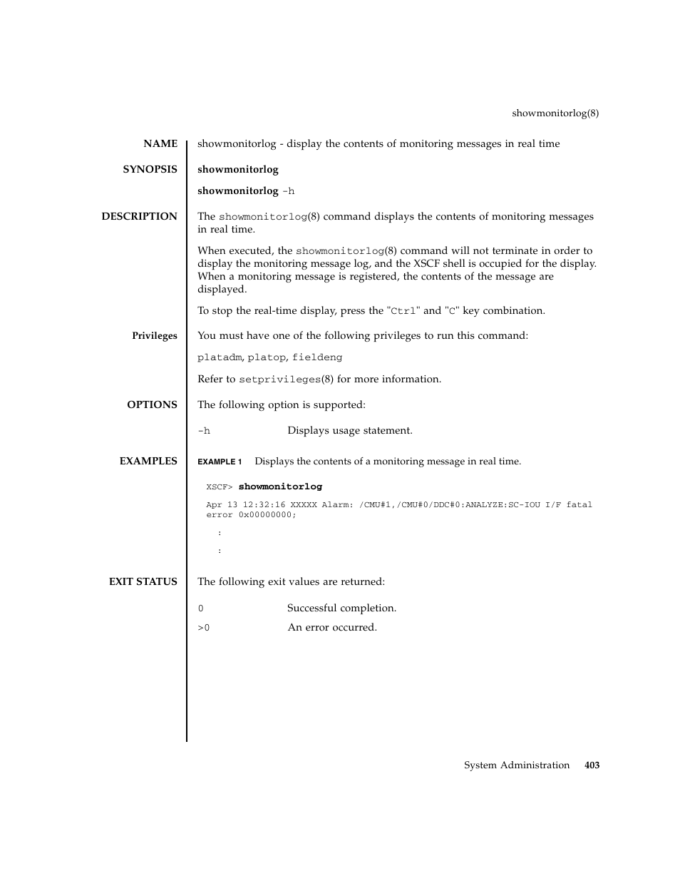 Showmonitorlog | FUJITSU M8000 User Manual | Page 425 / 518