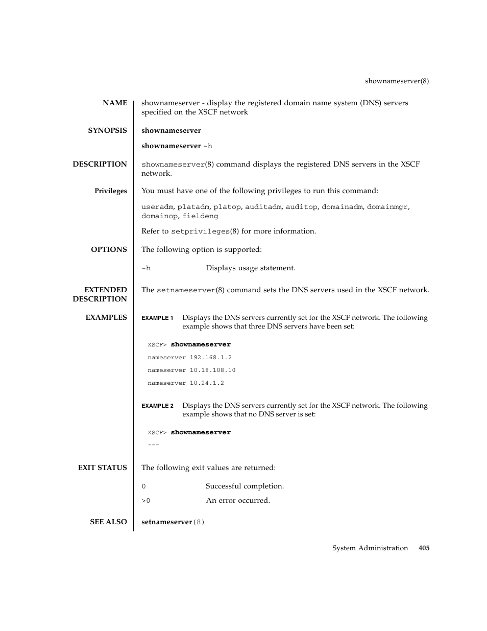 Shownameserver | FUJITSU M8000 User Manual | Page 427 / 518