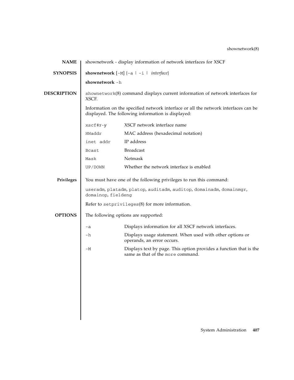 Shownetwork | FUJITSU M8000 User Manual | Page 429 / 518