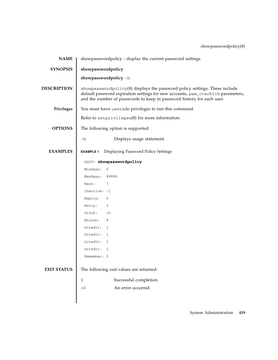 Showpasswordpolicy | FUJITSU M8000 User Manual | Page 441 / 518