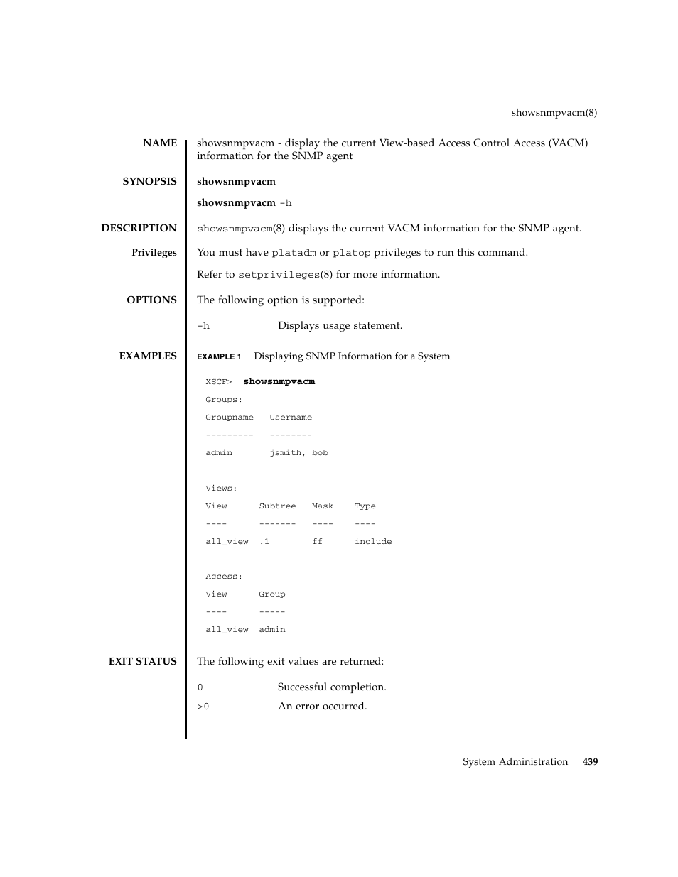 Showsnmpvacm | FUJITSU M8000 User Manual | Page 461 / 518