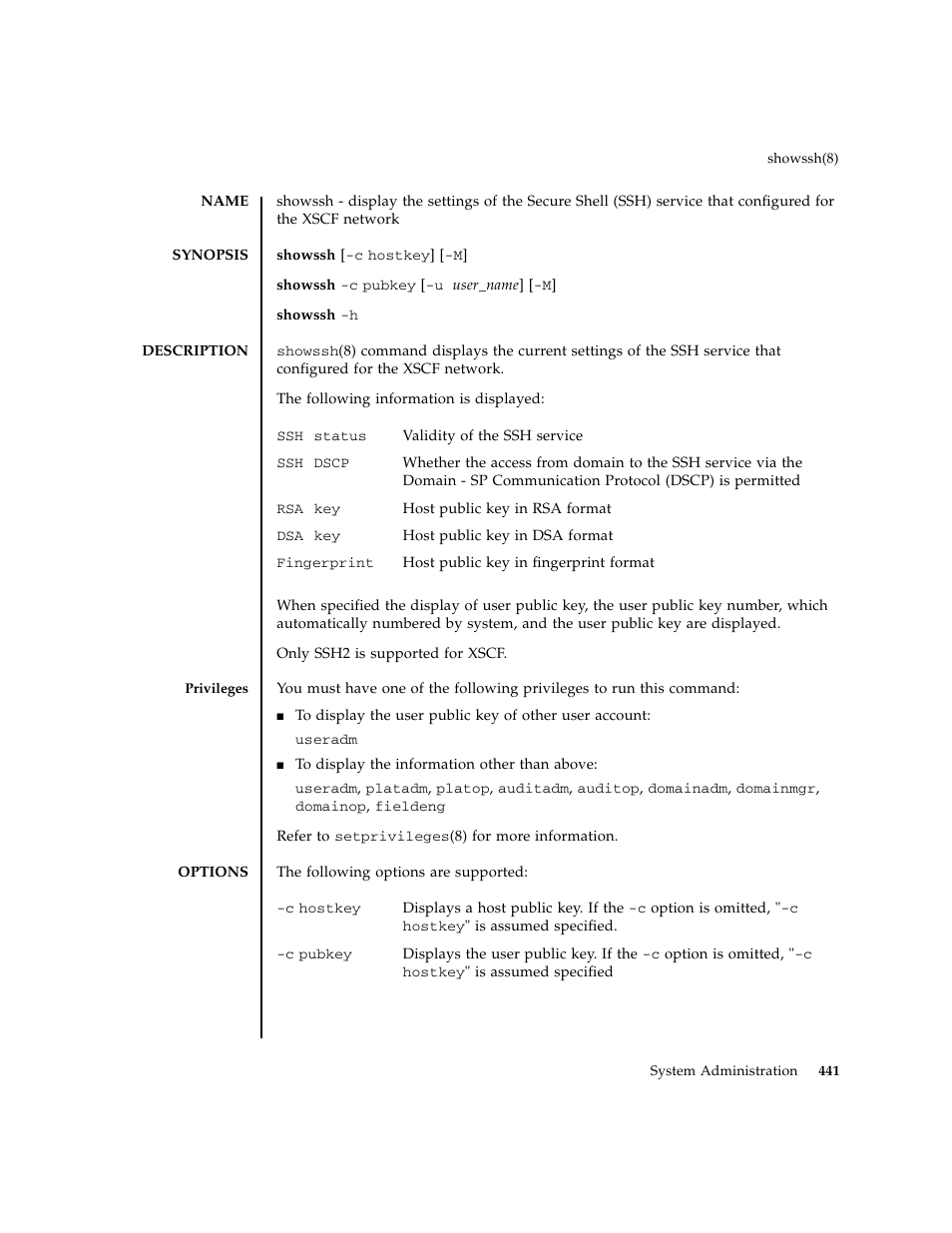 Showssh | FUJITSU M8000 User Manual | Page 463 / 518