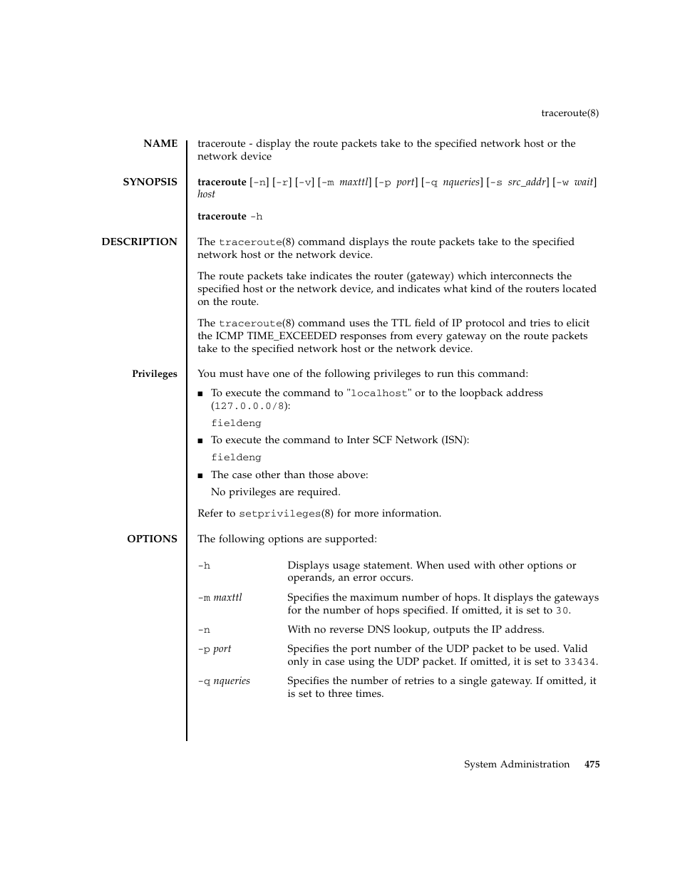 Traceroute | FUJITSU M8000 User Manual | Page 497 / 518