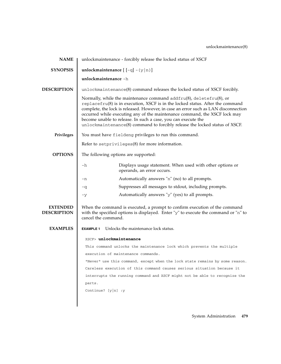 Unlockmaintenance | FUJITSU M8000 User Manual | Page 501 / 518