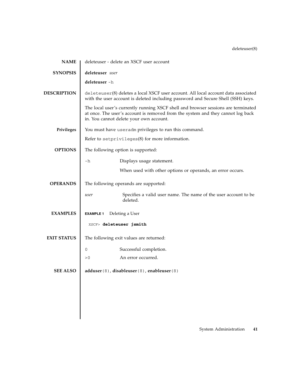 Deleteuser | FUJITSU M8000 User Manual | Page 63 / 518